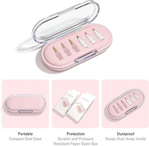 6 Pack Replacement Pencil Tips with Case for Apple iPad 2nd / 1st Generation - Sensitive and Precise Control iPencil Nibs Compatible with iPad for Pencil USB C/ 2nd/ 1st Gen Apple Pen (Pink Box) in Saudi Arabia