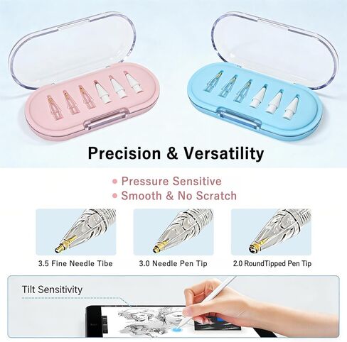 6 Pack Replacement Pencil Tips with Case for Apple iPad 2nd / 1st Generation - Sensitive and Precise Control iPencil Nibs Compatible with iPad for Pencil USB C/ 2nd/ 1st Gen Apple Pen (Pink Box) in Saudi Arabia