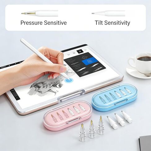 6 Pack Replacement Pencil Tips with Case for Apple iPad 2nd / 1st Generation - Sensitive and Precise Control iPencil Nibs Compatible with iPad for Pencil USB C/ 2nd/ 1st Gen Apple Pen (Pink Box) in Saudi Arabia