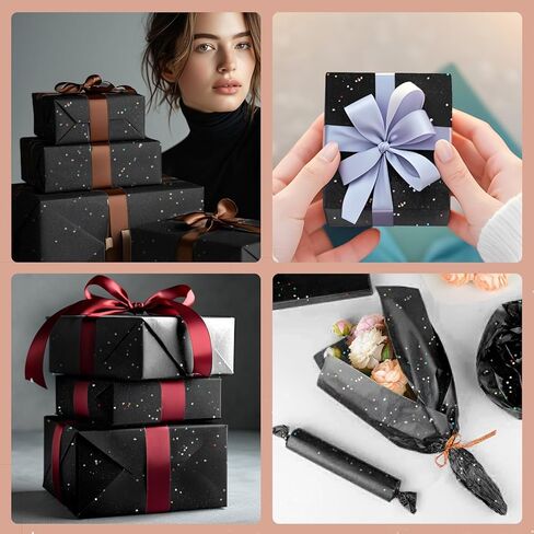 Black Glitter Tissue Paper for Gift Bags 36 Sheets 20 x 20 Inch - Recyclable Wrapping Paper for Weddings, Birthdays, Party & Festival Decorations DIY Craft Supplies in Saudi Arabia