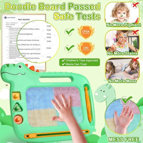 ألعاب الأطفال الصغار 2-3، ألعاب لوحة رسم مغناطيسية على شكل ديناصور لعمر 1 2 3 سنوات من البنات، لعبة ملونة للأطفال من Magna Sturdy Doodle Board، لعبة تعليمية لرسم الحفر للأطفال الصغار 1-3 هدايا عيد الميلاد in Kuwait