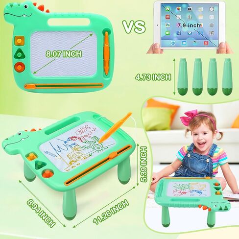 ألعاب الأطفال الصغار 2-3، ألعاب لوحة رسم مغناطيسية على شكل ديناصور لعمر 1 2 3 سنوات من البنات، لعبة ملونة للأطفال من Magna Sturdy Doodle Board، لعبة تعليمية لرسم الحفر للأطفال الصغار 1-3 هدايا عيد الميلاد in Kuwait