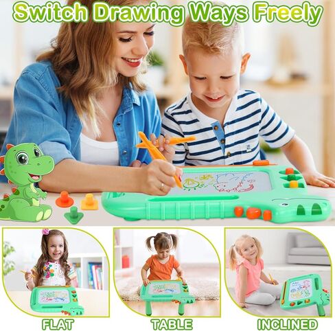 ألعاب الأطفال الصغار 2-3، ألعاب لوحة رسم مغناطيسية على شكل ديناصور لعمر 1 2 3 سنوات من البنات، لعبة ملونة للأطفال من Magna Sturdy Doodle Board، لعبة تعليمية لرسم الحفر للأطفال الصغار 1-3 هدايا عيد الميلاد in Kuwait