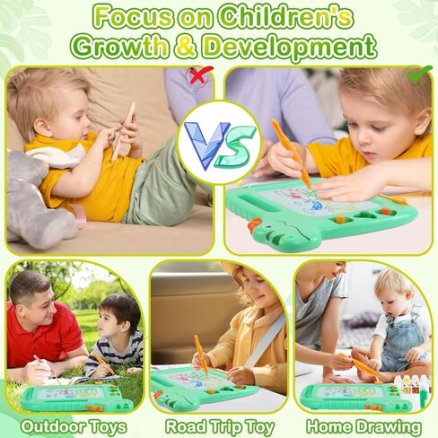 ألعاب الأطفال الصغار 2-3، ألعاب لوحة رسم مغناطيسية على شكل ديناصور لعمر 1 2 3 سنوات من البنات، لعبة ملونة للأطفال من Magna Sturdy Doodle Board، لعبة تعليمية لرسم الحفر للأطفال الصغار 1-3 هدايا عيد الميلاد in Kuwait