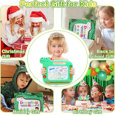 ألعاب الأطفال الصغار 2-3، ألعاب لوحة رسم مغناطيسية على شكل ديناصور لعمر 1 2 3 سنوات من البنات، لعبة ملونة للأطفال من Magna Sturdy Doodle Board، لعبة تعليمية لرسم الحفر للأطفال الصغار 1-3 هدايا عيد الميلاد in Kuwait