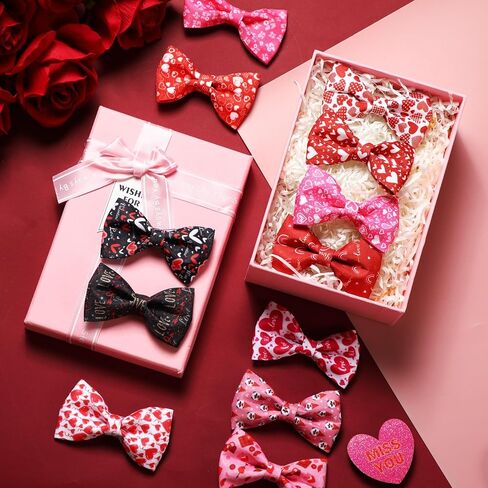 amylove 60 قطعة عيد الحب طوق الكلب القوس للحيوانات الأليفة القلب الحيوانات الأليفة القوس العلاقات طوق سحر المرفقات مع العصابات المرنة لعيد الحب حزب الكلاب الاستمالة زي الملحقات in Kuwait