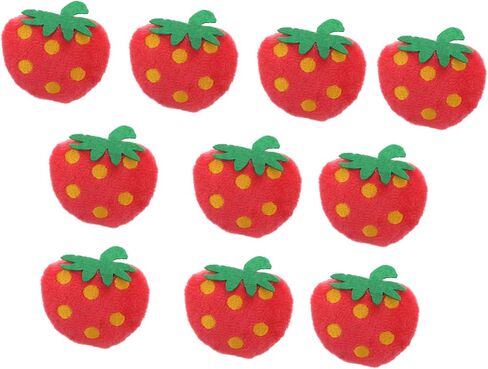 10pcs Plush Strawberry Cat Chew Toys for Play and Chewing Adorable Pet Plush Dolls Home Decor for Cats Fun and Engaging Fruit Toys in Saudi Arabia