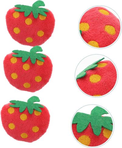 10pcs Plush Strawberry Cat Chew Toys for Play and Chewing Adorable Pet Plush Dolls Home Decor for Cats Fun and Engaging Fruit Toys in Saudi Arabia