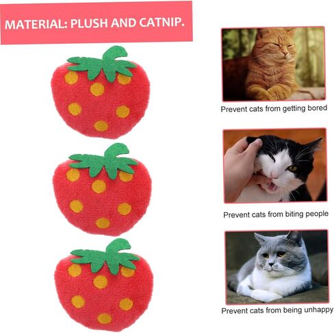 10pcs Plush Strawberry Cat Chew Toys for Play and Chewing Adorable Pet Plush Dolls Home Decor for Cats Fun and Engaging Fruit Toys in Saudi Arabia