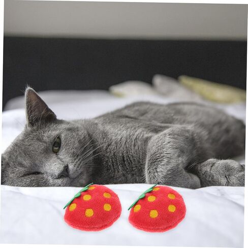 10pcs Plush Strawberry Cat Chew Toys for Play and Chewing Adorable Pet Plush Dolls Home Decor for Cats Fun and Engaging Fruit Toys in Saudi Arabia