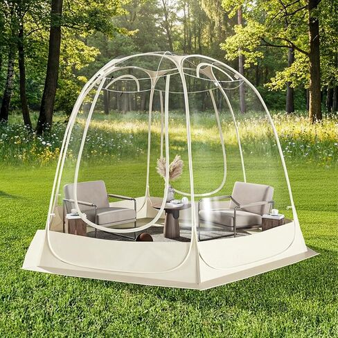 خيمة فقاعية منبثقة مقاس 6 × 6 أقدام من تابو تتسع لـ 4-6 أشخاص، غرفة شاشة خارجية مقاومة للرياح والبرد مع نوافذ تهوية، ملاجئ تخييم كبيرة للساحات الخلفية، الحفلات، المشي لمسافات طويلة، بيج in Kuwait