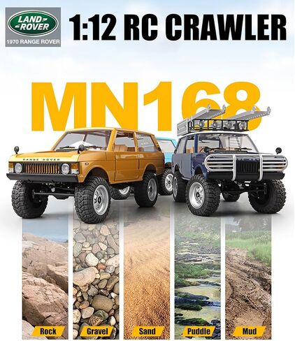 MN-168 1/12 RC Crawler, Ranger Rover 1970 RC Truck 4x4 Off Road Car 2.4GHz RC Rock Climber Vehicles with 7.4V 1200mAh Battery RTR for Adults (Yellow) in Saudi Arabia