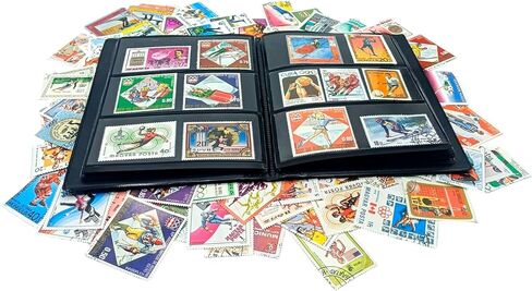 IMPACTO COLECCIONABLES – 100 Olympic Games-Themed Stamps Collection with Included Album (5.5 x 7 x 0.4 in) | Enhance your philatelic collection with postmarked stamps in a compact and elegant album in Kuwait