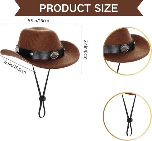 Cowboy Costume Set for Small Dog Cat Pet Mini Cowboy Hat with Bandana for Halloween Holiday Party Cosplay (Brown) in Saudi Arabia