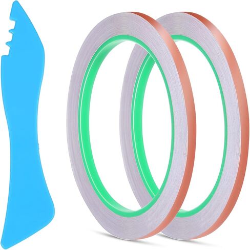 شريط رقائق نحاس موصل 1/4 بوصة من Molain، شريط رقائق نحاس مزدوج الجوانب بطول 22 ياردة للزجاج الملون EMI/RFI للإصلاح الكهربائي للزجاج الملون، دوائر ورقية يدوية الصنع in Kuwait