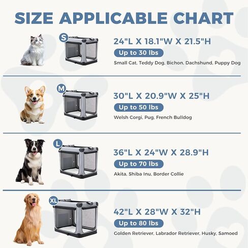 DUMOS Dog Crate 42 Inch Travel Cat Pet Carrier for Extra Large Dog, Portable Foldable Soft Pet Crate with Storage Bag & Washable Pad for Indoor Outdoor Dog Kennel Carrier (XL-80lbs, Grey) in Kuwait