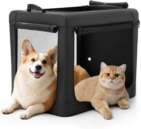 DUMOS Dog Crate 42 Inch Travel Cat Pet Carrier for Extra Large Dog, Portable Foldable Soft Pet Crate with Storage Bag & Washable Pad for Indoor Outdoor Dog Kennel Carrier (XL-80lbs, Grey) in Kuwait