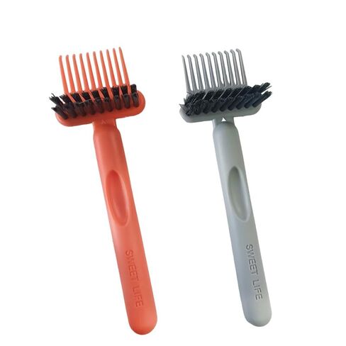 2Pcs 2-in-1 Hair Brush Cleaner Tool, Dual-Sided Comb Cleaner & Hair Remover Rake for Effective Cleaning at Home, Salon, Travel (Orange & Gray) in Saudi Arabia