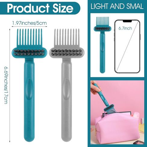 2 Pack 2-in-1 Hair Brush Cleaner, Comb Remover Tool, hair brush cleaner tool brush cleaner tool for Home, Salon Removal Hair Dust (Gray, Dark Green) (Gray, Dark green) in Saudi Arabia
