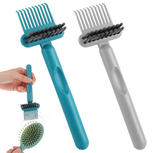 2 Pack 2-in-1 Hair Brush Cleaner, Comb Remover Tool, hair brush cleaner tool brush cleaner tool for Home, Salon Removal Hair Dust (Gray, Dark Green) (Gray, Dark green) in Saudi Arabia