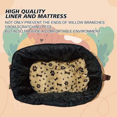 Rear Bike Basket for Dogs, Wicker Pet Bicycle Carrier for Small Dog Cat with Protective Grille Liner Eco Friendly Natural Rattan Doggy Back Luggage Rack Seat (Brown Style1) in Saudi Arabia