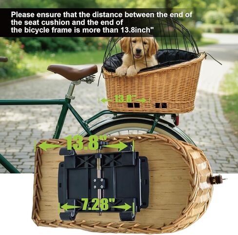 Rear Bike Basket for Dogs, Wicker Pet Bicycle Carrier for Small Dog Cat with Protective Grille Liner Eco Friendly Natural Rattan Doggy Back Luggage Rack Seat (Brown Style1) in Saudi Arabia