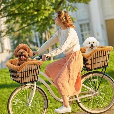 2 Pcs Dog Bicycle Basket Liner Pets Bike Basket Cover Soft and Warm with Durable Canvas Outside Ideal Gift for Pet Lover Easy to Install Comfort Padded Bike Baskets Liner for Dog Carrier in Kuwait