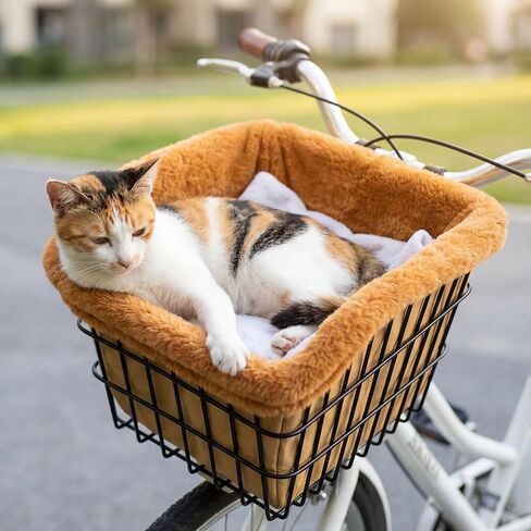 2 Pcs Dog Bicycle Basket Liner Pets Bike Basket Cover Soft and Warm with Durable Canvas Outside Ideal Gift for Pet Lover Easy to Install Comfort Padded Bike Baskets Liner for Dog Carrier in Kuwait