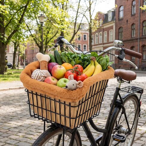 2 Pcs Dog Bicycle Basket Liner Pets Bike Basket Cover Soft and Warm with Durable Canvas Outside Ideal Gift for Pet Lover Easy to Install Comfort Padded Bike Baskets Liner for Dog Carrier in Kuwait