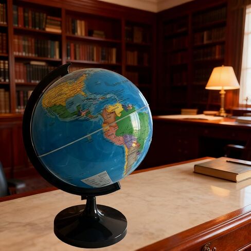 World Globe للأطفال والكبار، أدوات تعليمية مقاس 12 بوصة مع حامل، ديكور مكتب تجميع DIY، كرة تعليمية جغرافية لديكور المنزل والمكتب والفصول الدراسية (أزرق، 12 بوصة) in Kuwait