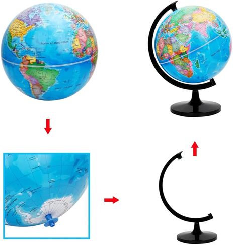 World Globe للأطفال والكبار، أدوات تعليمية مقاس 12 بوصة مع حامل، ديكور مكتب تجميع DIY، كرة تعليمية جغرافية لديكور المنزل والمكتب والفصول الدراسية (أزرق، 12 بوصة) in Kuwait