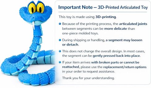 3D-Printed 17 inches Cartoon Blue Gary Snake Toy, Bendable Articulated Doll, Ideal for Boys, Girls, Cartoon Enthusiasts, and Fan Collectors as a Birthday in Saudi Arabia
