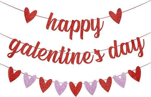 Galentine's Day Banner - Red Heart Felt Garland Banner - Happy Galentines Day Decorations - Valentine's Dating Banners - Party Supplies in Saudi Arabia