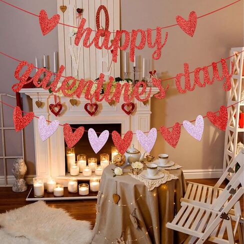 Galentine's Day Banner - Red Heart Felt Garland Banner - Happy Galentines Day Decorations - Valentine's Dating Banners - Party Supplies in Saudi Arabia