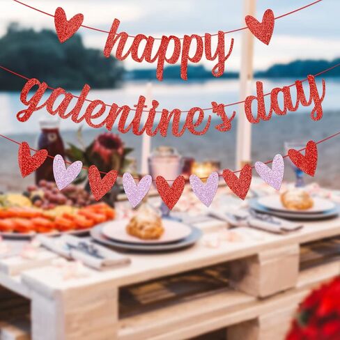 Galentine's Day Banner - Red Heart Felt Garland Banner - Happy Galentines Day Decorations - Valentine's Dating Banners - Party Supplies in Saudi Arabia