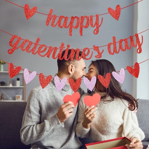 Galentine's Day Banner - Red Heart Felt Garland Banner - Happy Galentines Day Decorations - Valentine's Dating Banners - Party Supplies in Saudi Arabia