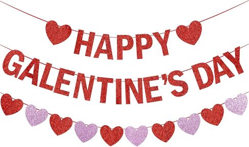Happy Galentines Day Banner with Heart Banner Garland Happy Galentines Day Decorations Galentines Day Party Supplies in Saudi Arabia