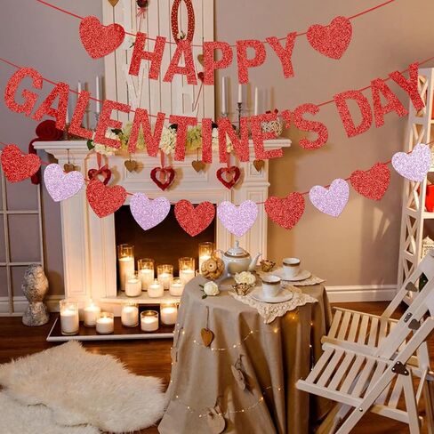 Happy Galentines Day Banner with Heart Banner Garland Happy Galentines Day Decorations Galentines Day Party Supplies in Saudi Arabia
