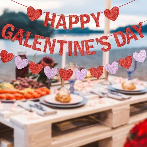 Happy Galentines Day Banner with Heart Banner Garland Happy Galentines Day Decorations Galentines Day Party Supplies in Saudi Arabia