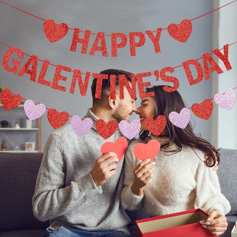 Happy Galentines Day Banner with Heart Banner Garland Happy Galentines Day Decorations Galentines Day Party Supplies in Saudi Arabia