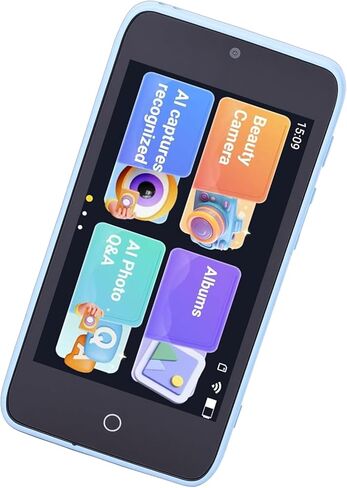 AI Kids Camera, 2MP 5MP Dual Lens Object Recognition Voice Dialogue 4 Inch Touch Screen Digital Camera MP3 Player, 16GB Storage 2000mAh Battery, Boys and Girls (Blue) in Saudi Arabia