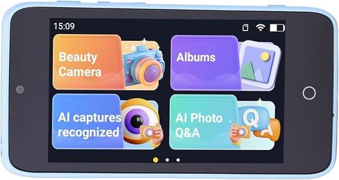 AI Kids Camera, 2MP 5MP Dual Lens Object Recognition Voice Dialogue 4 Inch Touch Screen Digital Camera MP3 Player, 16GB Storage 2000mAh Battery, Boys and Girls (Blue) in Saudi Arabia
