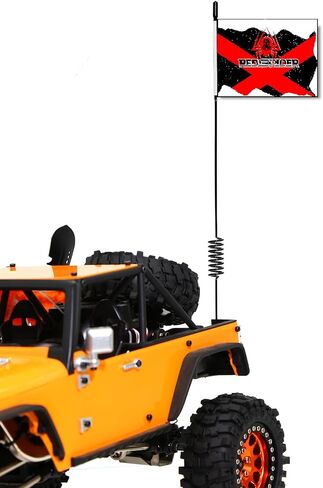 2pcs 10.62'' Metal Antenna with Flag Simulation Decoration Accessories Compatible with Axial SCX10 90046 Traxxas TRX4 D90 D110 Tamiya CC01 1/10 RC Crawler Truck (2) in Saudi Arabia