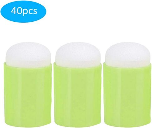 Rengue 40pcs Finger Sponge Daubers Art Ink Stamping Craft Drawing Finger Painting Sponge Special Shape Design for Dyeing Color Mixing Registration with Bright Colors (Mocha Green) in Saudi Arabia