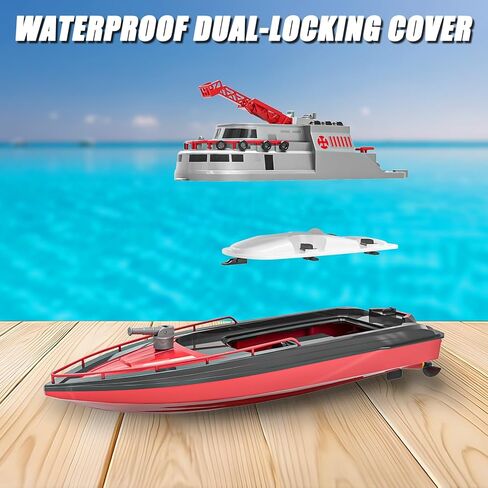 Cheerwing RC Boat, Remote Control Fireboat Firefighter for Kids, One-Key Water Spary, 2 Batteries for 40 Mins Run Time, 15KM/H High Speed Pool Toys for Boys Girls and Adult in Kuwait