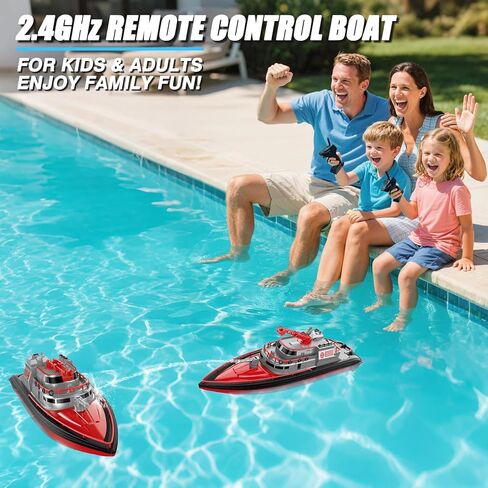 Cheerwing RC Boat, Remote Control Fireboat Firefighter for Kids, One-Key Water Spary, 2 Batteries for 40 Mins Run Time, 15KM/H High Speed Pool Toys for Boys Girls and Adult in Kuwait