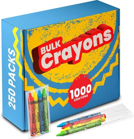 Bulk Crayons 100 Pack (25 Sets of 4) - Individually Wrapped Crayons Party Favors for Kids, Restaurants, Classrooms, Birthday Goodie Bags, School Supplies, Travel, Toddler Coloring Fun, Non-Toxic Wax in Saudi Arabia