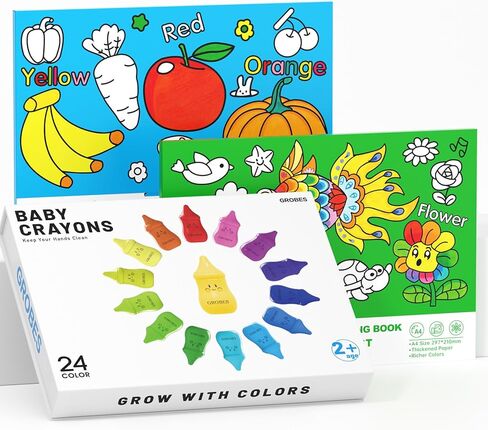 8 Colors Baby Crayons for Toddlers 1-3, Non-Toxic Washable Jumbo Silky Crayons for Kids Ages 4-8, Easy Grip,Engaging and Educational Art Supplies and Gift for Babies in Saudi Arabia