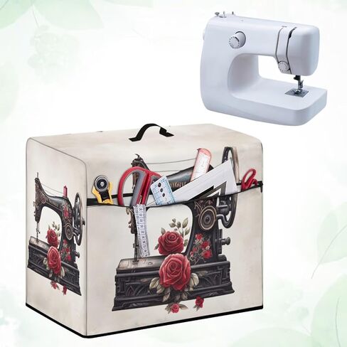 UNICEU Sewing Machine Rose Print Sewing Machine Cover Zipper Washable Easy Storage Dust Protection with Front Zipper Pocket Top Handle in Saudi Arabia