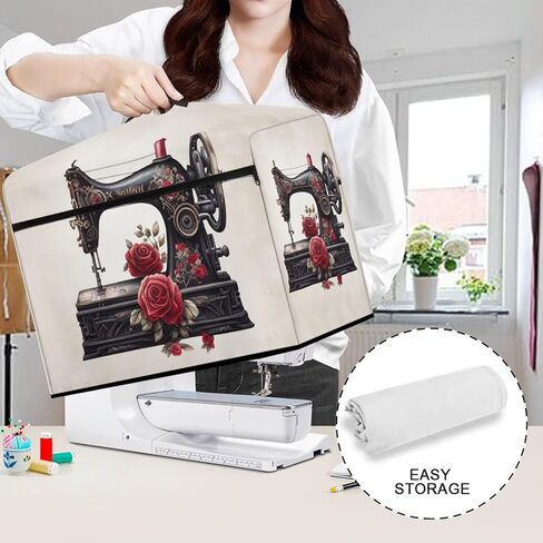 UNICEU Sewing Machine Rose Print Sewing Machine Cover Zipper Washable Easy Storage Dust Protection with Front Zipper Pocket Top Handle in Saudi Arabia
